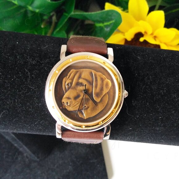 Franklin Mint Men’s Wristwatch 90s Unisex Labrador Retriever Sporting Companion - Picture 3 of 12